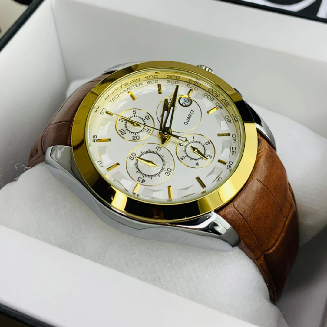 Branded Chronograph working Watch (Brown Gold)