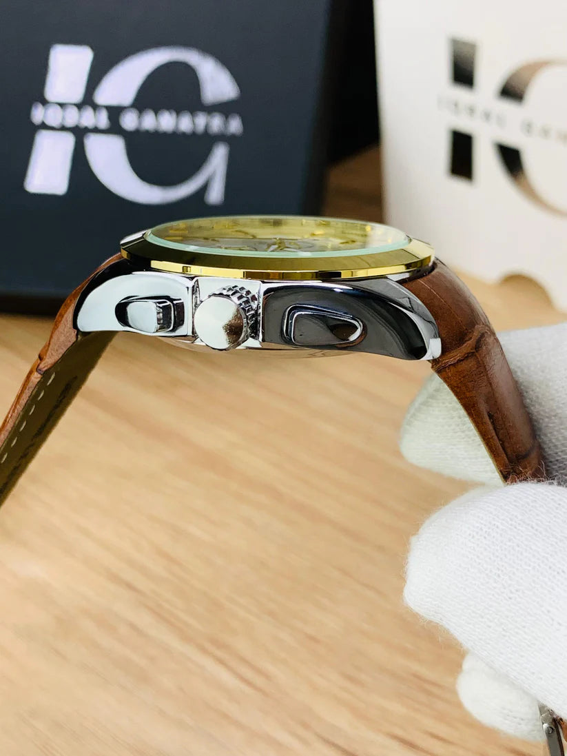 Branded Chronograph working Watch (Brown Gold)